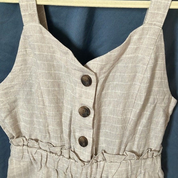 Romeo+Juliet Couture: Ivory/Tan Jumpsuit- adjustable straps, pockets, wide leg-M - Picture 10 of 16